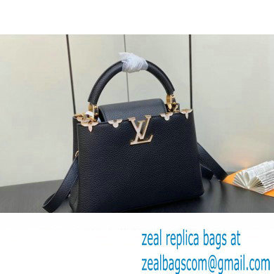 Louis Vuitton Taurillon leather Capucines BB Flower Crown Bag M23263 Black 2023