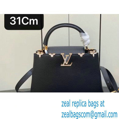 Louis Vuitton Taurillon leather Capucines MM Flower Crown Bag M54663 Black 2023