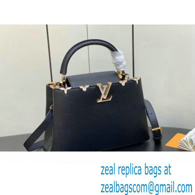 Louis Vuitton Taurillon leather Capucines MM Flower Crown Bag M54663 Black 2023
