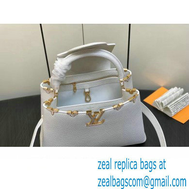 Louis Vuitton Taurillon leather Capucines MM Flower Crown Bag M54663 Creme Nacre 2023