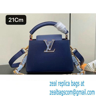 Louis Vuitton Taurillon leather Capucines Mini Bag M23363 Blue 2024