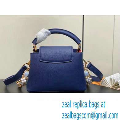 Louis Vuitton Taurillon leather Capucines Mini Bag M23363 Blue 2024