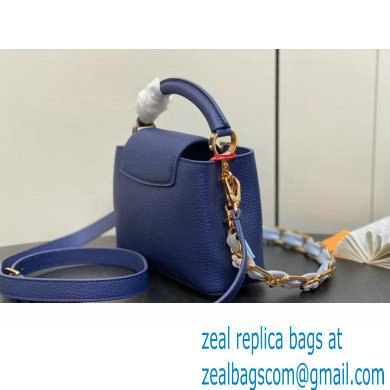 Louis Vuitton Taurillon leather Capucines Mini Bag M23363 Blue 2024