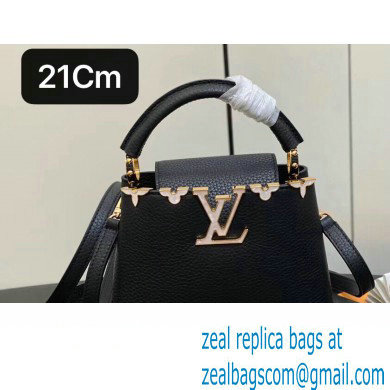 Louis Vuitton Taurillon leather Capucines Mini Flower Crown Bag M56669 Black 2023