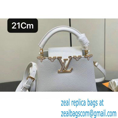 Louis Vuitton Taurillon leather Capucines Mini Flower Crown Bag M56669 Creme Nacre 2023