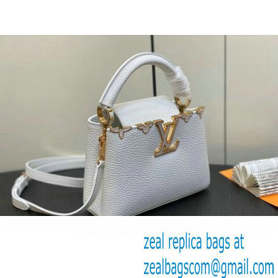 Louis Vuitton Taurillon leather Capucines Mini Flower Crown Bag M56669 Creme Nacre 2023