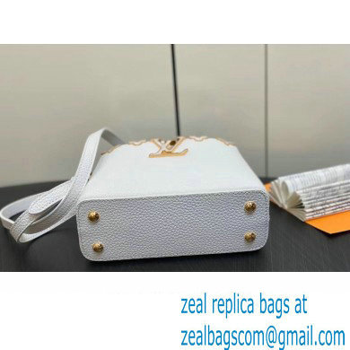 Louis Vuitton Taurillon leather Capucines Mini Flower Crown Bag M56669 Creme Nacre 2023