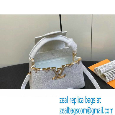 Louis Vuitton Taurillon leather Capucines Mini Flower Crown Bag M56669 Creme Nacre 2023