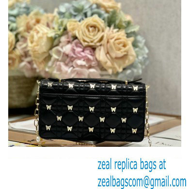 Miss Dior Mini Bag in Black Cannage Lambskin with Gold-Finish Butterfly Studs 2024