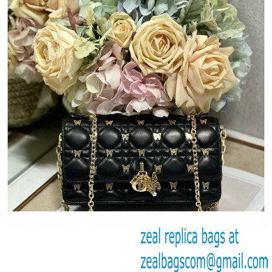 Miss Dior Mini Bag in Black Cannage Lambskin with Gold-Finish Butterfly Studs 2024