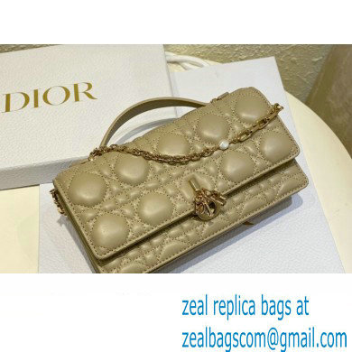 Miss Dior Mini Bag in Cannage Lambskin Apricot with Removable jewel chain 2024