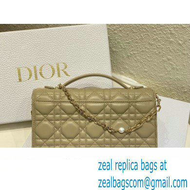Miss Dior Mini Bag in Cannage Lambskin Apricot with Removable jewel chain 2024