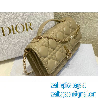 Miss Dior Mini Bag in Cannage Lambskin Apricot with Removable jewel chain 2024