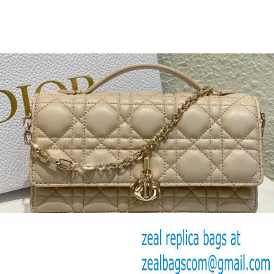 Miss Dior Mini Bag in Cannage Lambskin Beige with Removable jewel chain 2024 - Click Image to Close