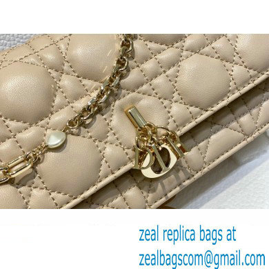 Miss Dior Mini Bag in Cannage Lambskin Beige with Removable jewel chain 2024