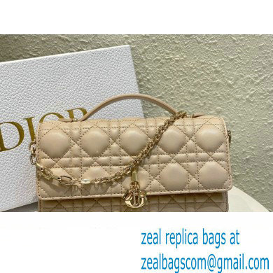 Miss Dior Mini Bag in Cannage Lambskin Beige with Removable jewel chain 2024