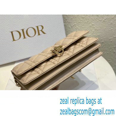 Miss Dior Mini Bag in Cannage Lambskin Beige with Removable jewel chain 2024