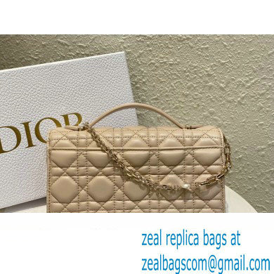 Miss Dior Mini Bag in Cannage Lambskin Beige with Removable jewel chain 2024 - Click Image to Close