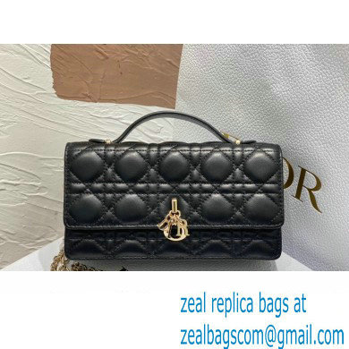 Miss Dior Mini Bag in Cannage Lambskin Black with Removable jewel chain 2024 - Click Image to Close