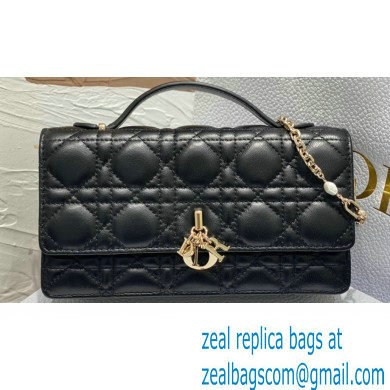 Miss Dior Mini Bag in Cannage Lambskin Black with Removable jewel chain 2024