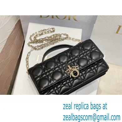 Miss Dior Mini Bag in Cannage Lambskin Black with Removable jewel chain 2024