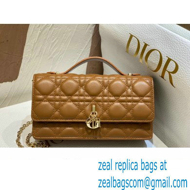 Miss Dior Mini Bag in Cannage Lambskin Brown with Removable jewel chain 2024