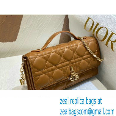 Miss Dior Mini Bag in Cannage Lambskin Brown with Removable jewel chain 2024