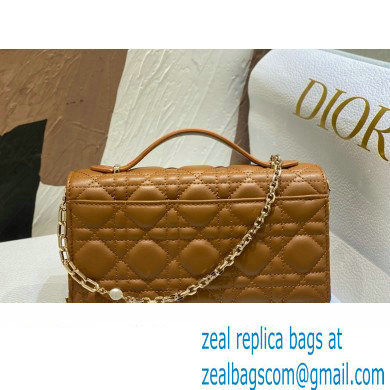 Miss Dior Mini Bag in Cannage Lambskin Brown with Removable jewel chain 2024