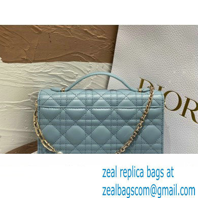 Miss Dior Mini Bag in Cannage Lambskin Cloud Blue with Removable jewel chain 2024