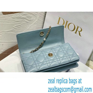 Miss Dior Mini Bag in Cannage Lambskin Cloud Blue with Removable jewel chain 2024
