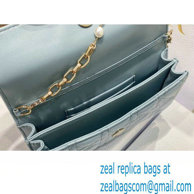 Miss Dior Mini Bag in Cannage Lambskin Cloud Blue with Removable jewel chain 2024