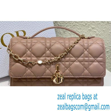 Miss Dior Mini Bag in Cannage Lambskin Dusty Pink with Removable jewel chain 2024