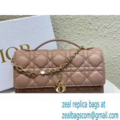 Miss Dior Mini Bag in Cannage Lambskin Dusty Pink with Removable jewel chain 2024