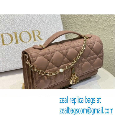 Miss Dior Mini Bag in Cannage Lambskin Dusty Pink with Removable jewel chain 2024 - Click Image to Close