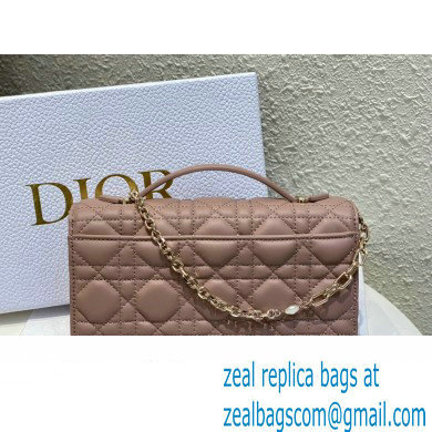 Miss Dior Mini Bag in Cannage Lambskin Dusty Pink with Removable jewel chain 2024