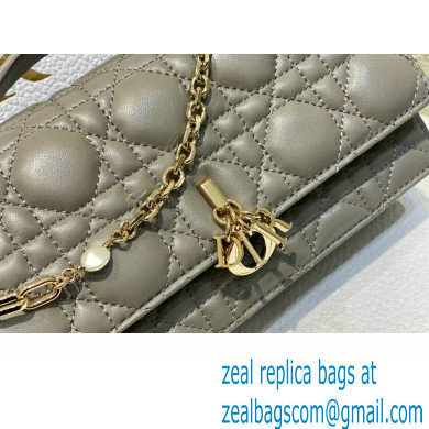 Miss Dior Mini Bag in Cannage Lambskin Gray with Removable jewel chain 2024 - Click Image to Close