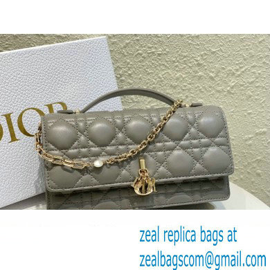 Miss Dior Mini Bag in Cannage Lambskin Gray with Removable jewel chain 2024