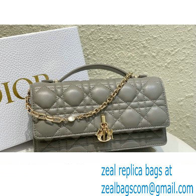 Miss Dior Mini Bag in Cannage Lambskin Gray with Removable jewel chain 2024 - Click Image to Close