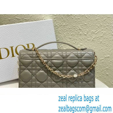 Miss Dior Mini Bag in Cannage Lambskin Gray with Removable jewel chain 2024 - Click Image to Close