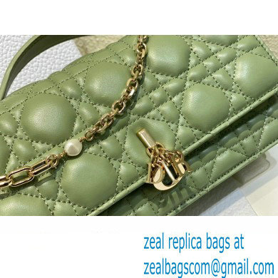 Miss Dior Mini Bag in Cannage Lambskin Green with Removable jewel chain 2024