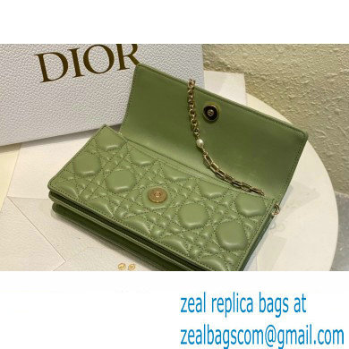 Miss Dior Mini Bag in Cannage Lambskin Green with Removable jewel chain 2024