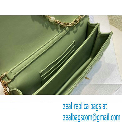 Miss Dior Mini Bag in Cannage Lambskin Green with Removable jewel chain 2024