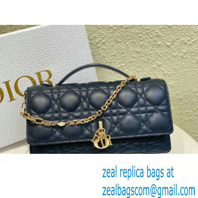 Miss Dior Mini Bag in Cannage Lambskin Navy Blue with Removable jewel chain 2024 - Click Image to Close