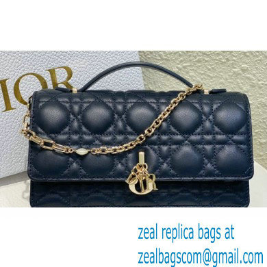 Miss Dior Mini Bag in Cannage Lambskin Navy Blue with Removable jewel chain 2024 - Click Image to Close