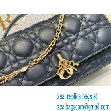 Miss Dior Mini Bag in Cannage Lambskin Navy Blue with Removable jewel chain 2024