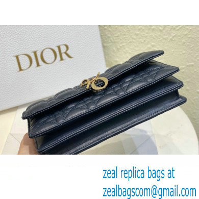 Miss Dior Mini Bag in Cannage Lambskin Navy Blue with Removable jewel chain 2024 - Click Image to Close