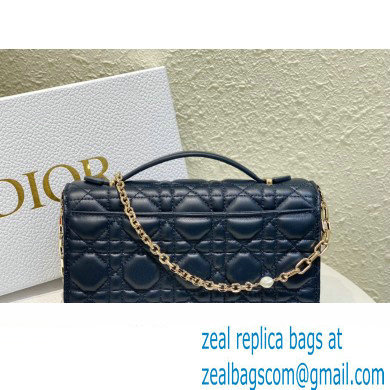 Miss Dior Mini Bag in Cannage Lambskin Navy Blue with Removable jewel chain 2024
