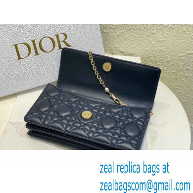 Miss Dior Mini Bag in Cannage Lambskin Navy Blue with Removable jewel chain 2024