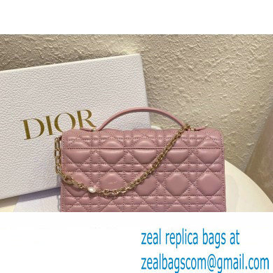 Miss Dior Mini Bag in Cannage Lambskin Pink with Removable jewel chain 2024