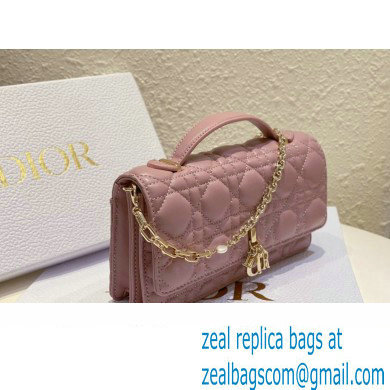 Miss Dior Mini Bag in Cannage Lambskin Pink with Removable jewel chain 2024 - Click Image to Close